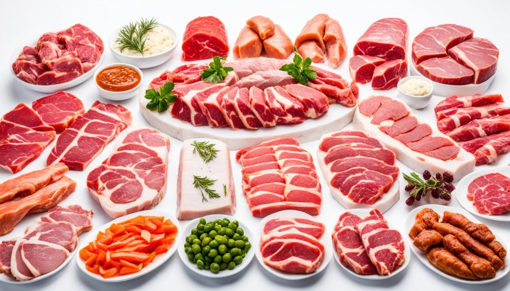 large sélection de viandes halal
